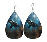 Huge killer whales Teardrop-shaped leather earrings are a luxurious and fashionable accessory suitable for women, showcasing individual charm.