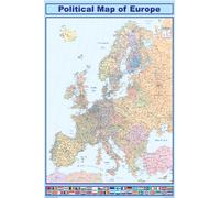 HUGE LAMINATED/ENCAPSULATED Europe 2009 Edition Road Map With European E.U Flags Educational POSTER measures 36 x 24 inches (91.5 x 61cm)