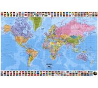 HUGE LAMINATED/ENCAPSULATED Map Of The World Map with Flags Political English Language - POSTER