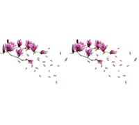 Huge Magnolia Flowers Mural Art Decal Wall Stickers- Removable and Repositionable - Living Room Deluxe Decal (Pack of 2)