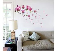 Huge Magnolia Flowers Mural Art Decal Wall Stickers- Removable and Repositionable - Living Room Deluxe Decal