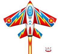 Huge Plane Kite for Kids and Adults Ages 4-8 Easy to Fly with Long Tail, Beach Kite for Children, Park Outdoor Activities Games & Family Trip