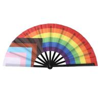 HUGE Progress Gay Pride Rainbow Hand Face Coolong Fan, 33cm x 66cm, Cracking Sound, Festival Party