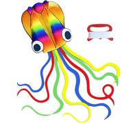 Huge Rainbow Octopus Kite for Adults & Beginners, Easy to Fly Beach Kite