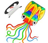 Huge Rainbow Octopus Kite, Large Easy to Fly Soft Kite for Kids, With Long Flowing Tail, Lightweight Outdoor Kites for Children and Family Use, Beach Park Flying Toy With 100m Line