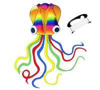 Huge Rainbow Soft Octopus Kite for Kids and Audlts Large Kite with Long Tail 328ft (100 m) Line, Giant Beach Kites for Outdoor Game and Beach Trip