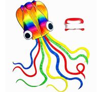 Huge Rainbow Soft Octopus Kite,Large Colorful Kites for Kids and Adults,with 100m Line,Easy to Fly with Long Tail,for Outdoor Game Activities