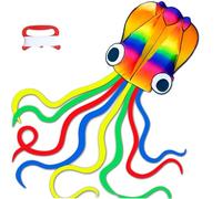Huge Rainbow Soft Octopus Kite with Long Tail, Large Kite with 100 Meters Flying String Long Colorful Octopus Kites Park Flying Toy, Great Gift to Boys Girls for Kids Adults Outdoor Activities