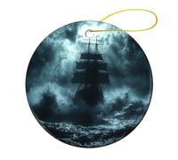 Huge Ship of The Middle Ages Cute Christmas Pendants Ceramics Xmas Tree Hanging Ornaments for Home Holiday Decoration