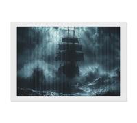 Huge Ship of The Middle Ages Diamond DIY Painting Kits Horizontal Round Full Drill Digital Art Craft for Home Office Wall Decor 8"x12"