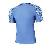 HUGE SPORTS Mens Rash Vest- Rash Guard Short Sleeve Quick Drying Wetsuit Swimming Tops for Surfing BJJ Jiu Jitsu(Blue Spot,L)
