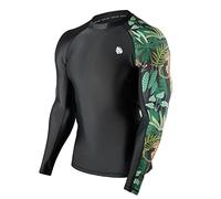 HUGE SPORTS Mens Rash Vest- UPF 50+ Rash Guard Long Sleeve Quick Drying Wetsuit Swimming Top for Surfing BJJ Jiu Jitsu(Black Leopard,3XL)