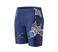 HUGE SPORTS Men's Splice Swimming Shorts Compression Jammer Long Wild Series, Devilfish, XL