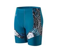 HUGE SPORTS Men's Splice Swimming Shorts Compression Jammer Long Wild Series, Eagle Blue, L