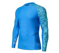 HUGE SPORTS Men's Splice UV Sun Protection UPF 50+ Skins Rash Guard Long Sleeves Blue