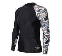 HUGE SPORTS Men's Splice UV Sun Protection UPF 50+ Skins Rash Guard Long Sleeves(Split, L)