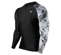 HUGE SPORTS Men's Swim Shirts Long Sleeve Zip Rash Guard UPF 50+ Sun Protective Quick Drying, Wolf, S