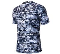 HUGE SPORTS Men's UV Sun Protection UPF 50+ Full Digital Print Rash Guard Short Sleeves (Pixel Light, 2XL)
