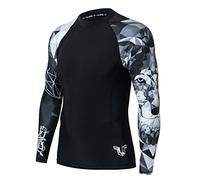 HUGE SPORTS Wildling Series UV Protection Quick Dry Compression Rash Guard (Wolf,3XL)