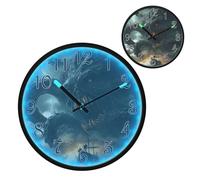 Huge Squid's Open Mouth Night Light Wall Clock LED Wall Clocks Silent Battery-Operated Glow in The Dark Large Digital Display for Bedroom Living Room Kitchen, 12 Inch