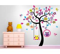 Huge Swing Owl Tree Wall Decal Sticker for Baby Nursery. Wall Sticker for Children. A Beautiful Decoration for a Child's Room.