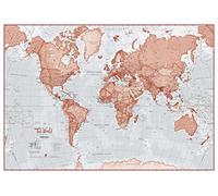 Huge The World Is Art - Wall Map Red (Laminated)