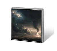 Huge Tornado Square Badge Pin Metal Memorial Brooch Button Lapel Pins for Backpack Wedding