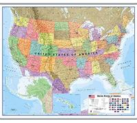 Huge USA Wall Map Political (Hanging bars)