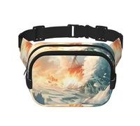 huge waves rock the heavens Square double - layer fanny pack with adjustable shoulder strap - travelling fanny pack - perfect for outdoor sports, Black, One Size
