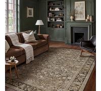 HUGEAR 6x9 Machine Washable Rugs Brown Hallway Large Area Rug Indoor Accent Rug Floral Low Pile Carpet Soft Throw Aesthetic Rug Bedroom Living Room Office Dining Room Kitchen Laundry Room