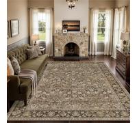 HUGEAR 6x9 Machine Washable Rugs Brown Hallway Large Area Rug Indoor Accent Rug Floral Mid Pile Carpet Soft Thicker Throw Aesthetic Rug Bedroom Living Room Office Dining Kitchen Laundry
