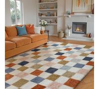 HUGEAR Fluffy Checkered Rugs Living Room Large Area Rug 160x230cm Multicolour Bedroom Shaggy Soft Thick Carpet Kids Girl Room Decor Lounge Nursery Plush Carpets