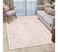 HUGEAR Vintage Pink Rugs Living Room Washable Non Slip Large Area Rug 120x180cm Bedroom Kitchen Hall Lounge Office Dining Room Indoor Carpet Low Pile Big Carpets