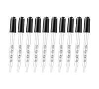 HugeDE 10 Pcs 1ml Straight Tip Droppers Glass Eye Droppers Liquid Measuring Droppers Lab Dropping Pipettes Essential Oil Droppers with Black Rubber Head