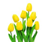 HugeDE 10 Pcs 34cm Artificial Tulips Flowers Faux Realistic Tulips Real Touch Tulips Decorative Fake Tulips Tulips Bouquet Arrangements for Wedding Yellow