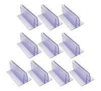 HugeDE 10 Pcs Self Adhesive Sign Holders Acrylic Panels Holders Plastic Name Tag Holders Table Photos Holders Table Top Card Clips Small Plastic Panels Stands for Pictures Receipts