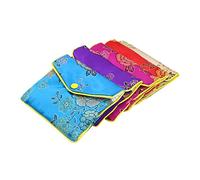 HugeDE 10 Pcs Silk Jewelry Pouch Satin Gift Bags Brocade Embroidered Bags Chinese Style Mini Purse Damask Coin Pouch 5 Colors
