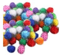 HugeDE 100 Pcs 1 Inch 2.5cm Craft Pom Pom Balls Small Glitter Pom Poms Fluffy Fuzzy Pom Poms Colorful Small Pom Balls Arts and Crafts Pom Poms for Decoration