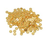 HugeDE 100 Pcs 3mm Disc Brass Spacer Beads Golden Flat Beads Round Shape Beads Loose Stopper Beads Decorative Craft Beads Mini Bracelet Necklace Beads Golden