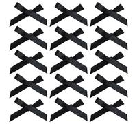 HugeDE 100 Pcs 4 x 3cm Mini Satin Ribbon Bows Craft Tiny Bows Pre Tied Bows Fabric Bow Appliques Small Bowknot Decoration for Gift Wrapping Hair Clip Making Black