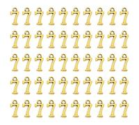 HugeDE 100 Pcs 8x16mm Metal Number 7 Charms Small Number Figures Pendants Cute Dangle Decorative Bracelet Charms Mini Jewelry Pendants Craft Earring Pendants for Decoration Golden