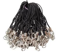 HugeDE 100 Pcs Assorted Colors Charm Straps Lobster Clasp Lanyard Keyring Wrist Strap Mobile Phone Cords Handmade Accessories for Jewellery Making Black