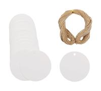 HugeDE 100 Pcs Blank Paper Tags Round Gift Tags Small Hanging Tags Craft Hang Tags Circle Present Tags with 20m String for Wedding Favor White