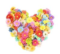 HugeDE 100 Pcs Faux Daisy Flowers Small Craft Sunflower Heads Artificial Flower Heads Scrapbook Flowers Embellishments Wedding Decoration Flower Heads