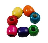 HugeDE 100 Pcs Large Hole Wood Barrel Beads European Loose Beads Crafts Beads for Jewelry DIY Making Hair Crafts Necklace Colorful