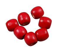 HugeDE 100 Pcs Large Hole Wood Barrel Beads European Loose Beads Crafts Beads for Jewelry DIY Making Hair Crafts Necklace Red