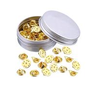 HugeDE 100 Pcs Metal Locking Pin Backs Butterfly Clutch Pins Pin Keepers Locking Clasp Badges Backing Holder Clasp Insignia Pin Backs Replacement for Brooch Gold