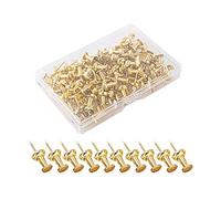HugeDE 100 Pcs Metal Push Pins Cork Board Thumb Tacks Wall Hanging Push Pins Decorative Pushpin Tacks Cork Board Push Pins for Artworks Notes Photos Gold