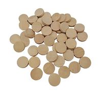 HugeDE 100 Pcs Natural Wooden Slices Unfinished Round Circles Blank Discs Small Cutouts for DIY Arts Crafts 20mm