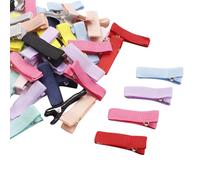 HugeDE 100 Pcs Small Grosgrain Cloth Hair Clips Fully Lined Alligator Hair Clips Cute Duckbill Hair Clips Ribbon Covered Hair Clips Solid Color Hair Barrettes